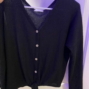 Black waffle sweater